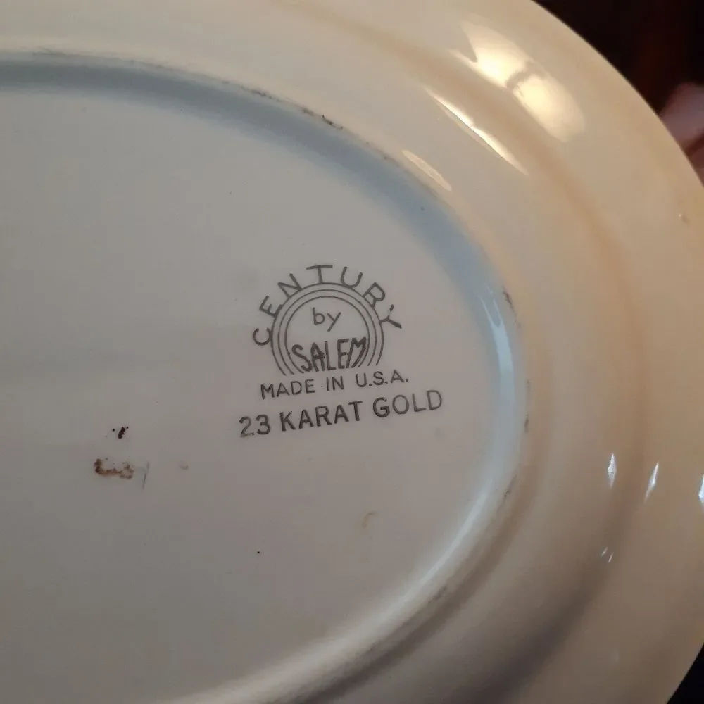 Century by Salem mid-century 23 k gold trim serving turkey platter plate dish